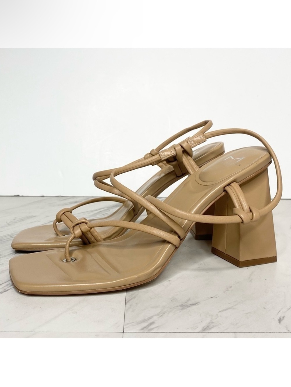 Marc Fisher Giada Tan Leather Heeled Sandal 9M